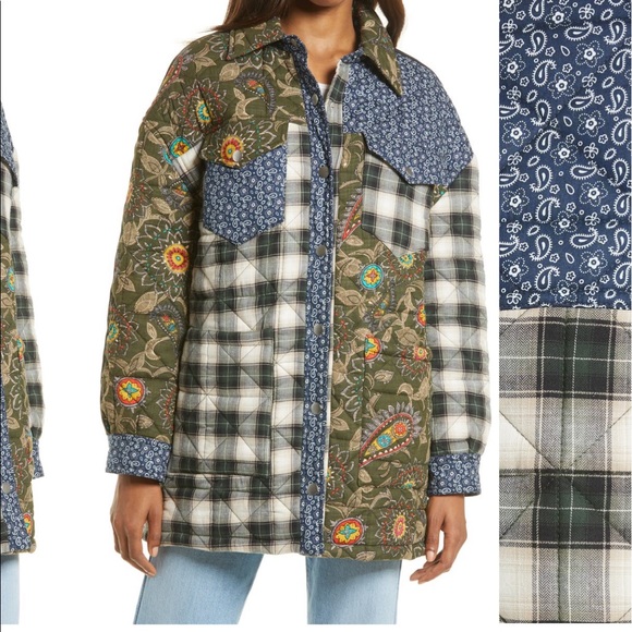 AVEC LES FILLES cotton patchwork shirt jacket - Picture 2 of 5